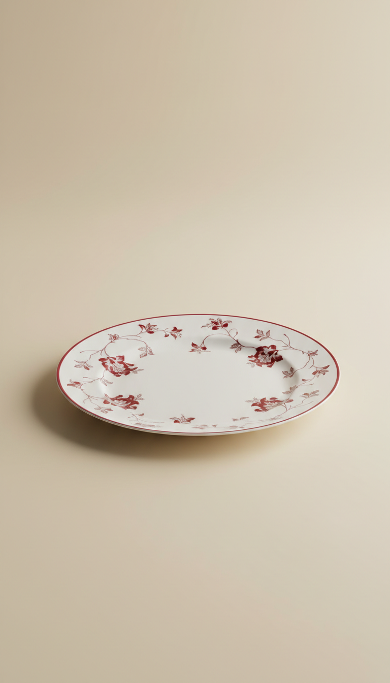 Red Pattern Fine China Plate
